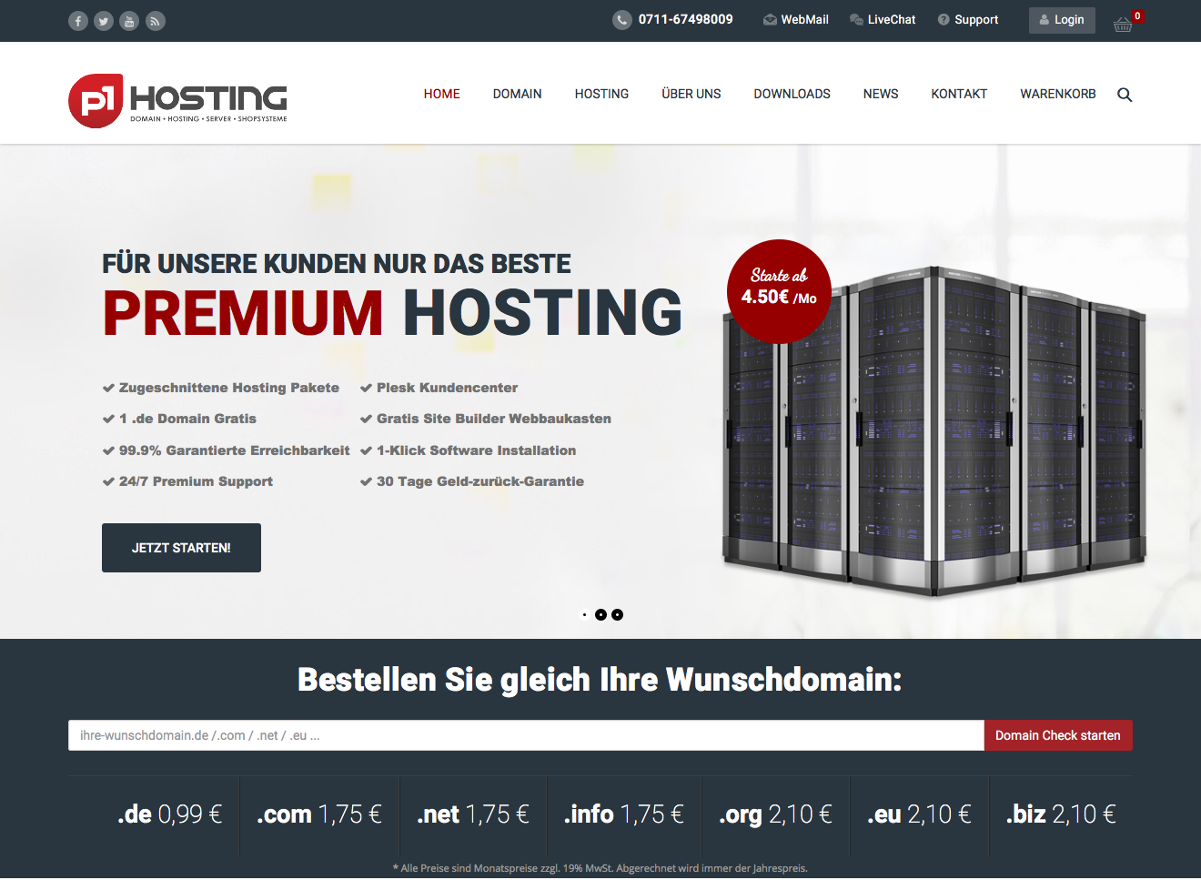 Website-Relaunch von p1Hosting.de