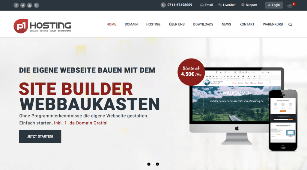p1Hosting.de präsentiert den eigenen Homepage Baukasten oder auch Webbaukasten genannt